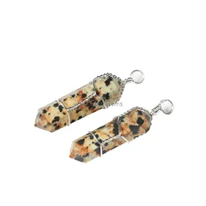 Dalmation Double Terminated Wire Wrap Pencil Pendants