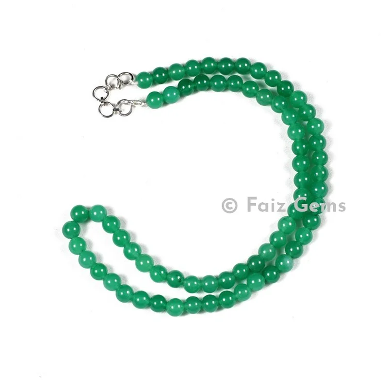 Green Jade Round Beads Necklace