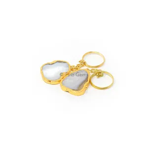 Agate Keychain Gold Plated