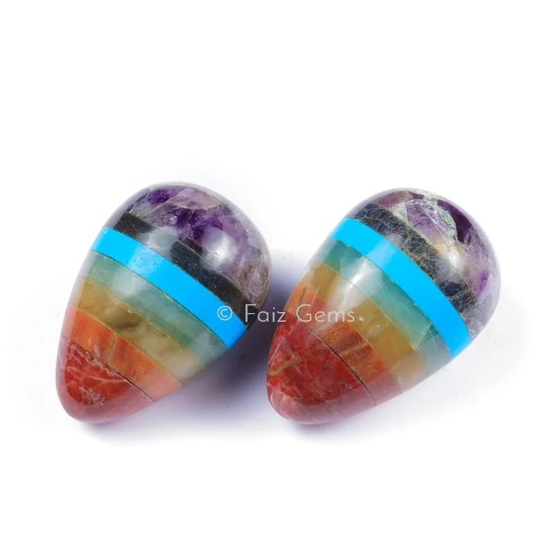 Bonded Seven Chakra Gemstone Eggs with Turquoise