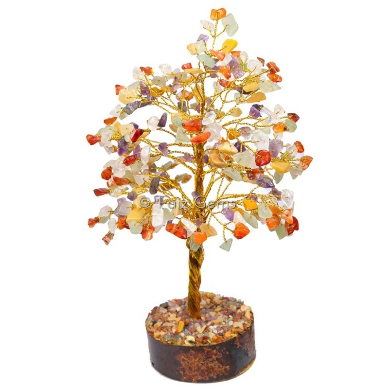 Multi Stone Golden Wire Tree
