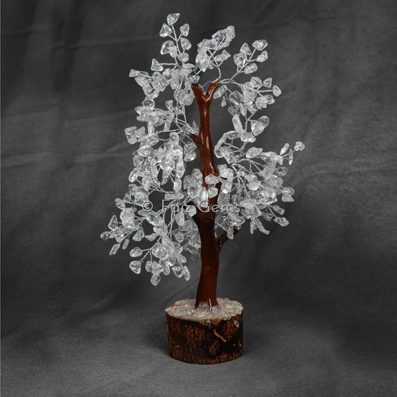 Crystal Quartz Mseal  Silver Wire Tree