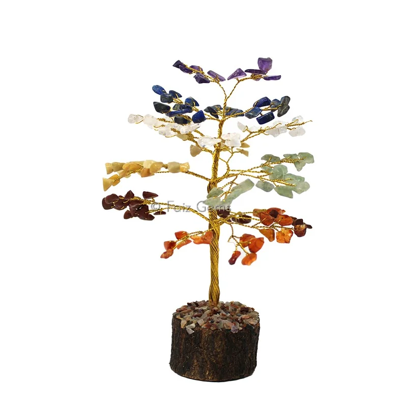 Seven Chakra Golden Wire Tree(150 Chips)
