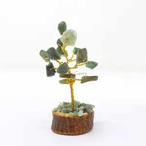 Green Aventurine Small Golden Wire Tree(15 Chips)