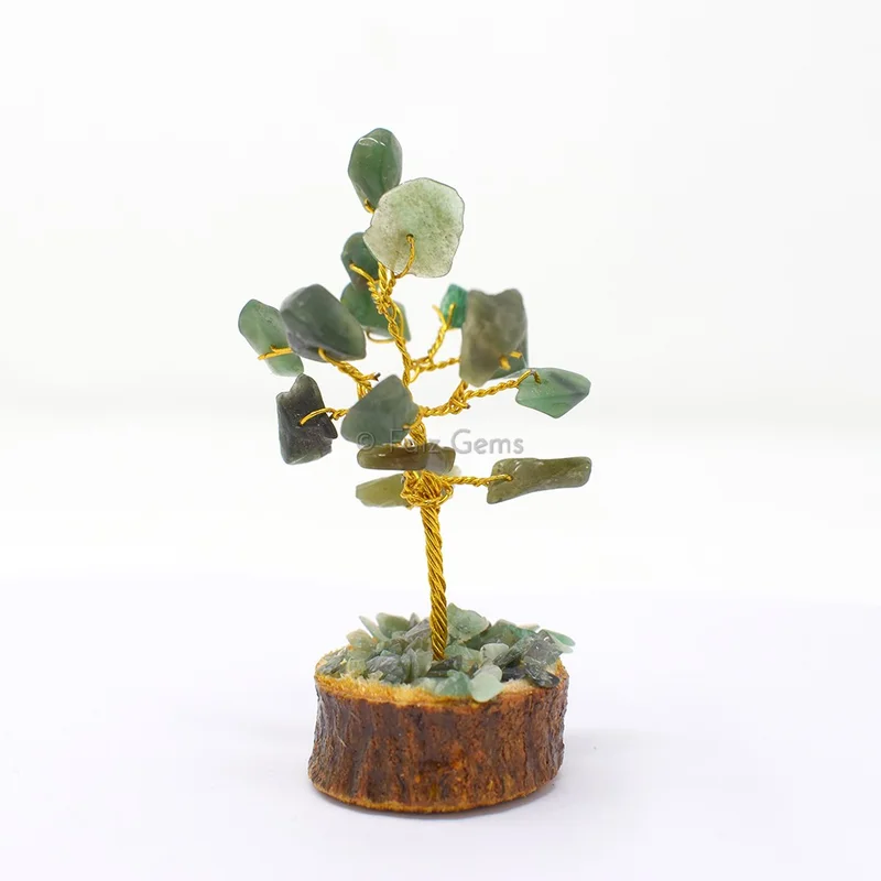 Green Aventurine Small Golden Wire Tree(15 Chips)