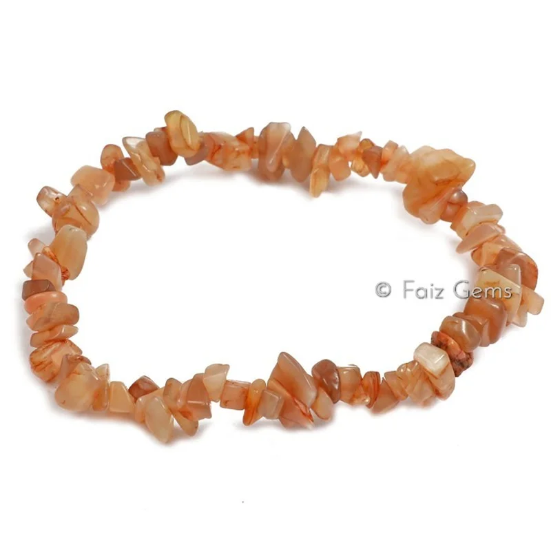 Peach Moonstone Gemstone Chips Bracelets