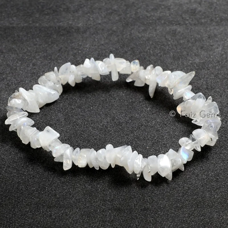 Rainbow Moonstone Power Chips Gemstone Bracelets