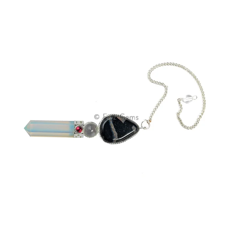 Opalite With Black Agate Tear Drop