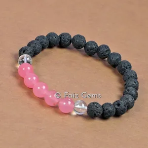 Lava Bracelets with Rose And Crystal