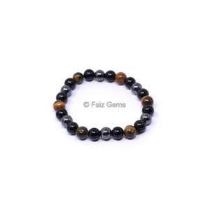 8MM Hematite, Black Obsidian and Tiger Eye Bracelet