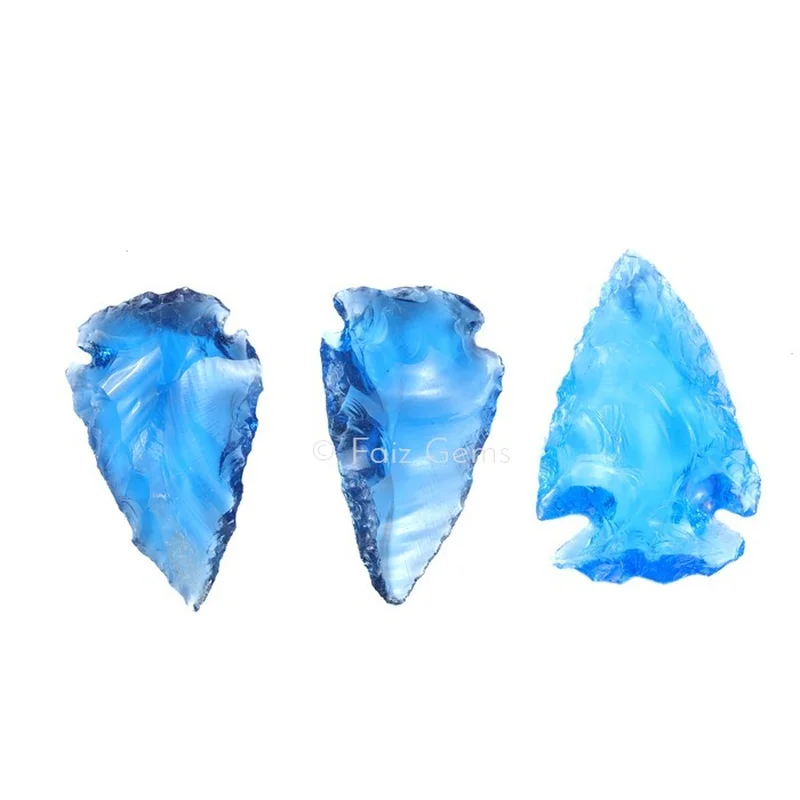 Blue Glass Arrowheads Of Size 1-1.5 Inches