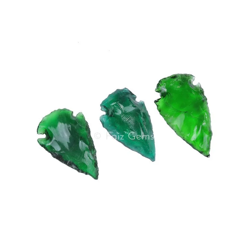 Green Glass Arrowheads Of Size 1-1.5 Inches