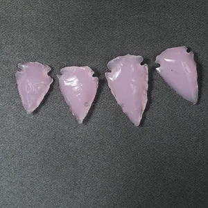 Rose Quartz Glass Arrowheads Of Size 2 Inches