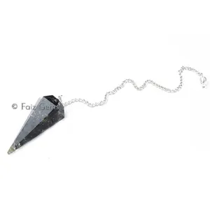 Black Tourmaline 6 Faceted Orgone Pendulum