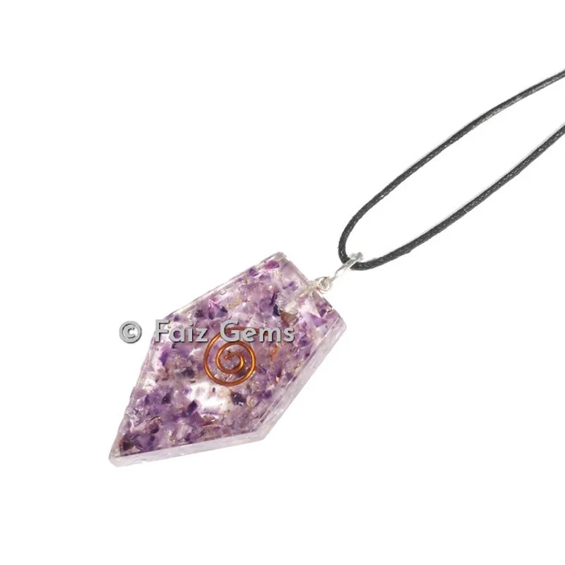 Amethyst Kite Shape Orgonite Pendants