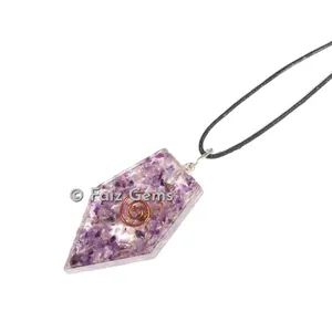 Amethyst Kite Shape Orgonite Pendants
