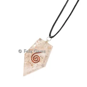 Rose Quartz Kite Shape Orgonite Pendants