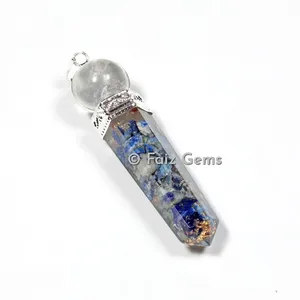 Lapis Lazuli 2Pcs Healing Cap Orgonite Pencil Pendants