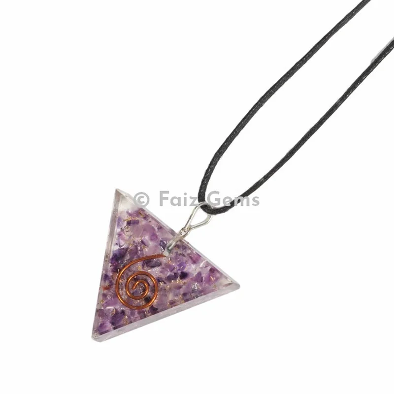 Amethyst Triangle Orgonite Pendants
