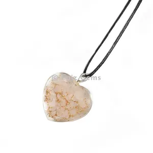 Rose Quartz Heart Shape Orgonite Pendants