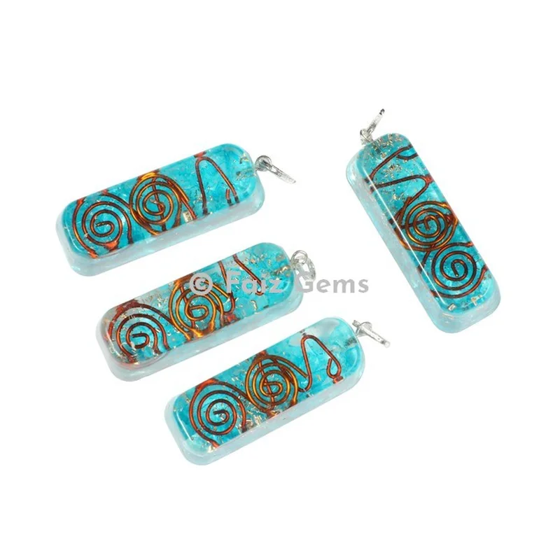 Turquoise with Metal wire Orgonite Pendants