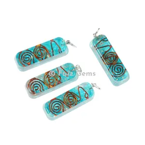 Turquoise with Metal wire Orgonite Pendants