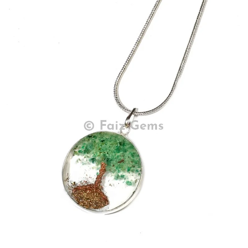 Green Aventurine Tree Of Life Orgonite Pendants