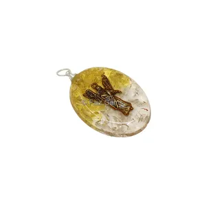 Crystal and Citrine Oval Orgone Pendant