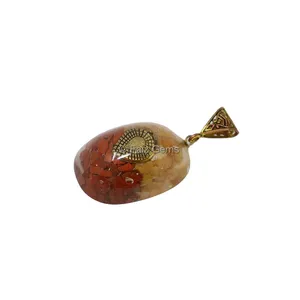 Red Jasper and Yellow Aventurine with Orgone Pendant