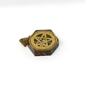 Tiger Eye with Pentagram Hexagonal Orgone Pendant
