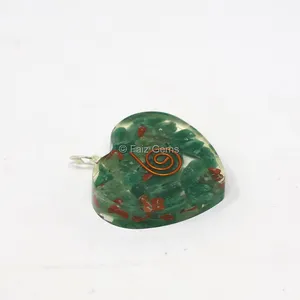 Green Aventurine Heart Shaped Orgone Pendant