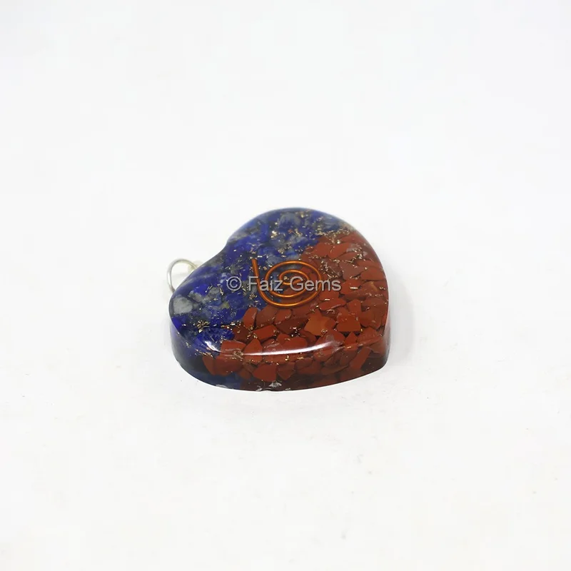 Red Jasper and Lapis Lazuli Heart Shaped Pendant