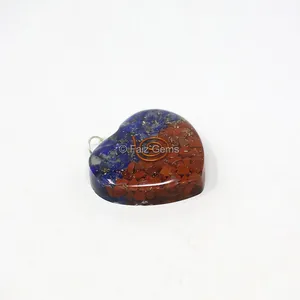 Red Jasper and Lapis Lazuli Heart Shaped Pendant