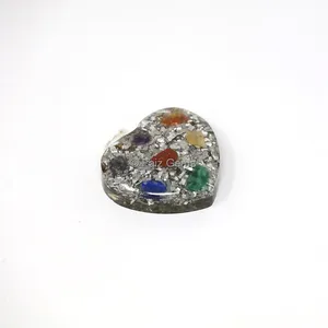 Seven Chakra Silver Brass Heart Shaped Pendant