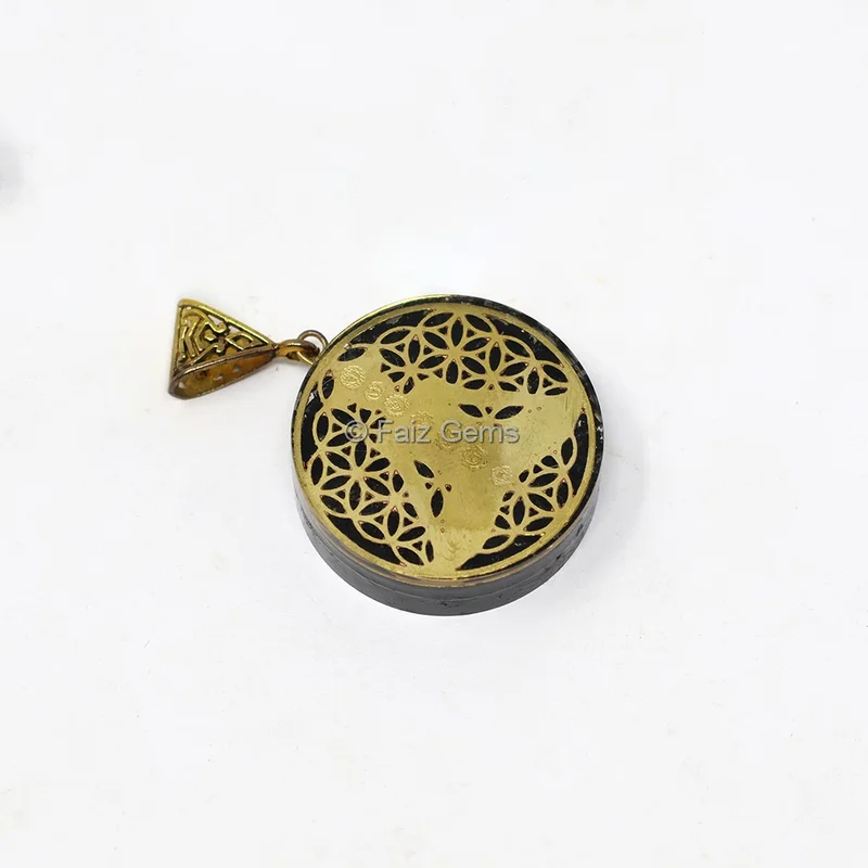 Black Touramline with Seven Chakra Buddha Orgone Pendant