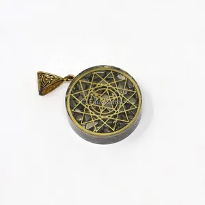 Pyrite Sri Yantra Mandala Orgone Pendant