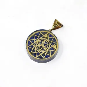 Lapis Lazuli Sri Yantra Mandala Orgone Pendant