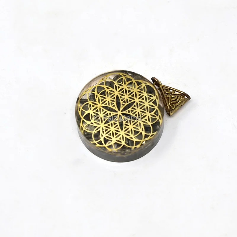 Pyrite Flower Of Life Orgone Pendant