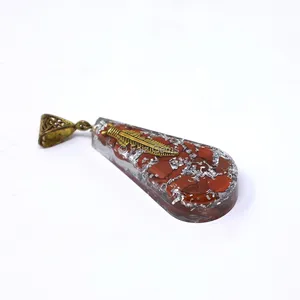 Red Jasper with Sharp Pear Shaped Orgone Pendant