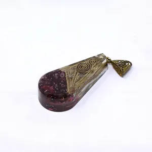 Garnet Pear Shaped Orgone Pendant