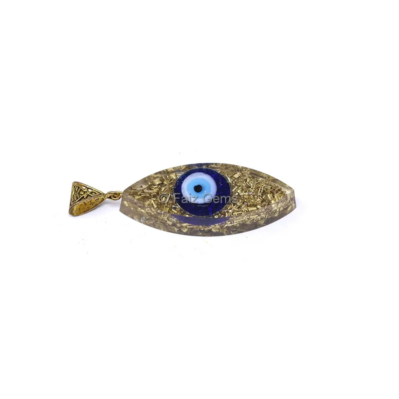 Gold Filling with Evil Eye Marquise Orgone Pendant