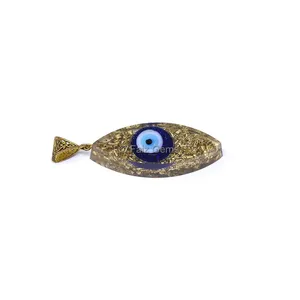 Gold Filling with Evil Eye Marquise Orgone Pendant