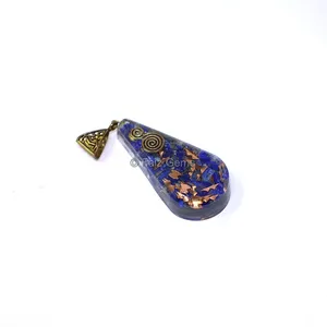 Lapiz Lauli with Copper Fillings Pear Shaped Orgone Pendant