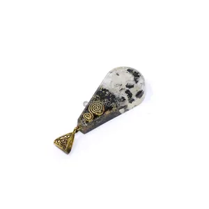 Rainbow Moonstone with Black Tourmaline Orogone Pendant