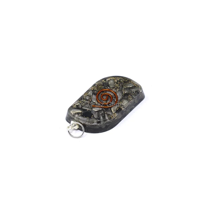 Pyrite with Gold Fillings Leaf Shaped Orgone Pendant
