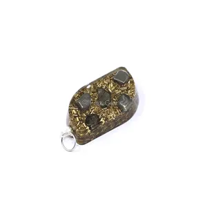 Pyrite with Fillings Leaf Shaped Orgone Pendant