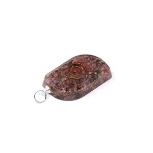 Rhodonite with Copper Coil Leaf Shaped Orgone Pendant