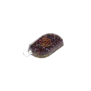 Garnet with Copper Coil Gold Fillings Orgone Pendant