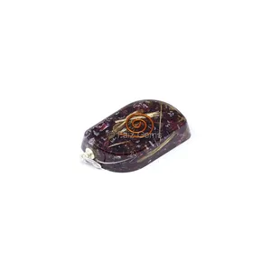 Garnet with Copper Coil and Fillings Orgone Pendant