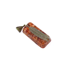 Carnelian with Leaf Orgone Bar Pendant